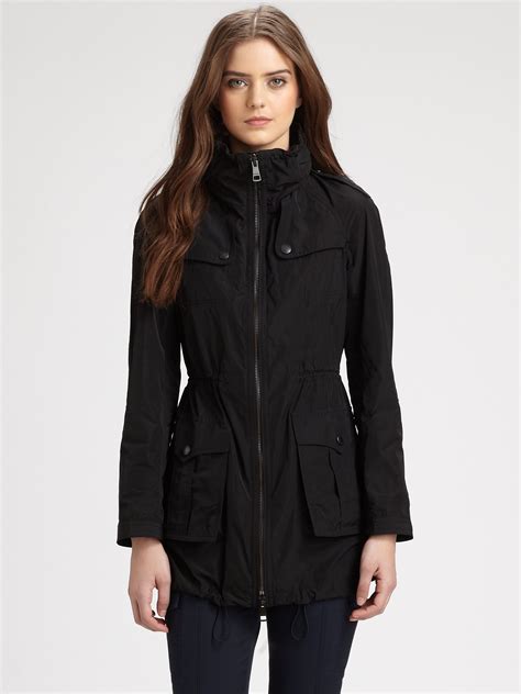 burberry brit black leather jacket|Burberry Brit anorak jacket.